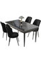 Hanah Home Juego de mesa y sillas de comedor de 5 piezas en Mármol negro y negro
